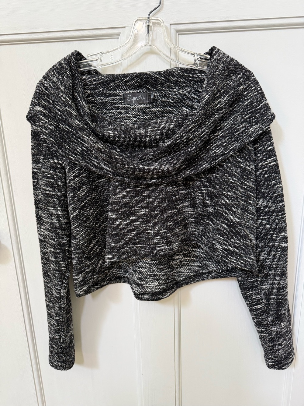 Sympli Black & White Marled Off-the-Shoulder Top - Picture 7 of 9